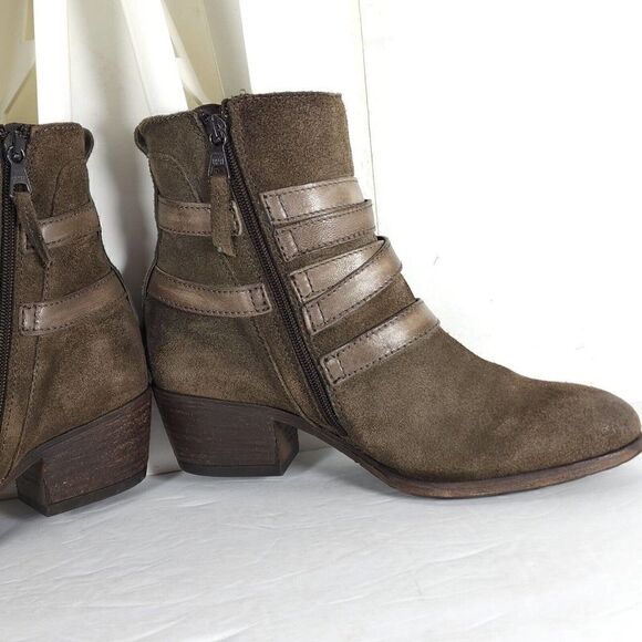 Miz Mooz Women's Darien EU39 US8-8,5 Brown Suede Leather Harness Ankle Boots - Picture 7 of 14